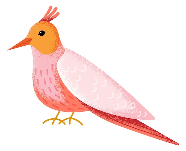 Vecteur personnage d'oiseau rose dessin d'animal de couleur texturée