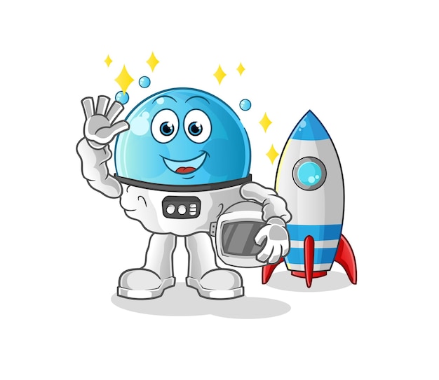 Personnage Ondulant De L'astronaute à Bulles. Vecteur De Mascotte De Dessin Animé