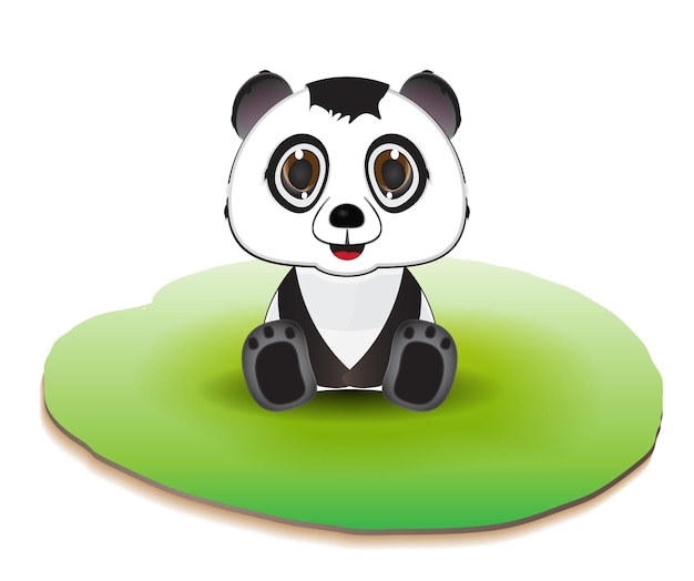 personnage de panda mignon assis sur l'herbe