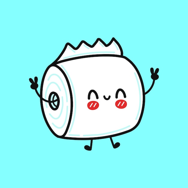 Personnage de papier toilette sautant drôle mignon