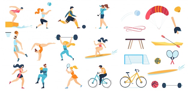 Personnage des personnages sportifs et équipement de sport