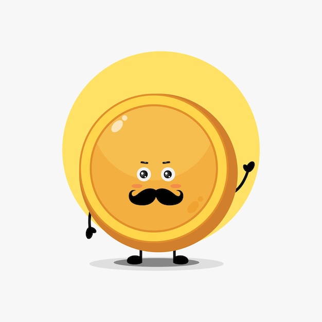 Personnage De Pièce De Monnaie Mignon Avec Moustache