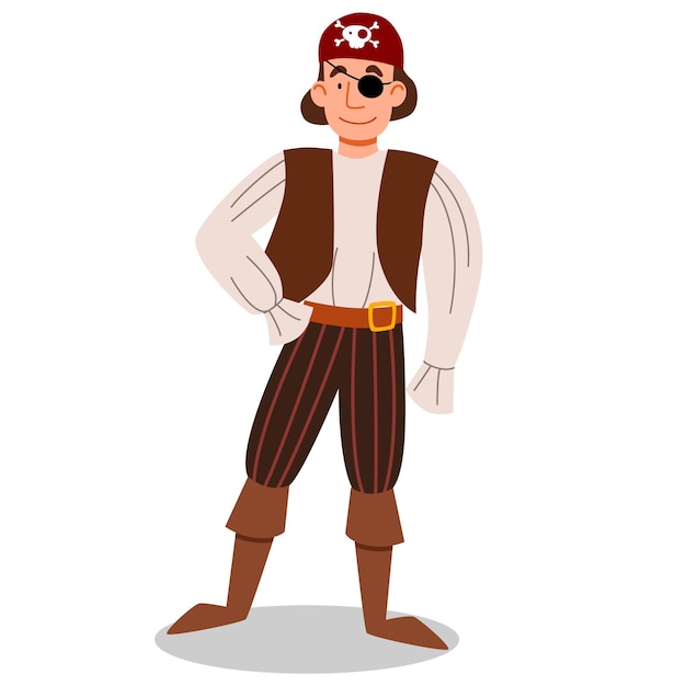 Un Personnage De Pirate En Costume, En Bandana Et Avec Un Cache-œil.