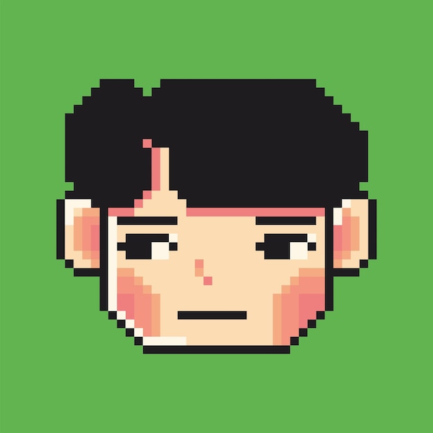 Un personnage pixel art d'un garçon aux cheveux noirs.