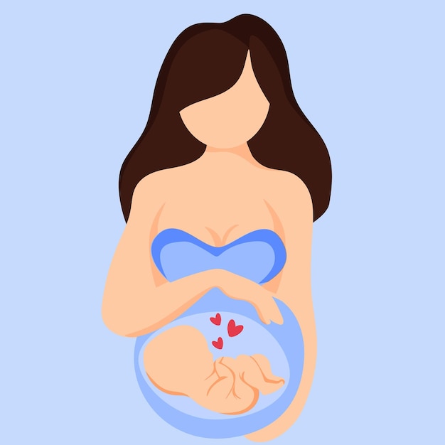 Vecteur personnage plat d'une fille enceinte en maillot de bain bleu illustration vectorielle