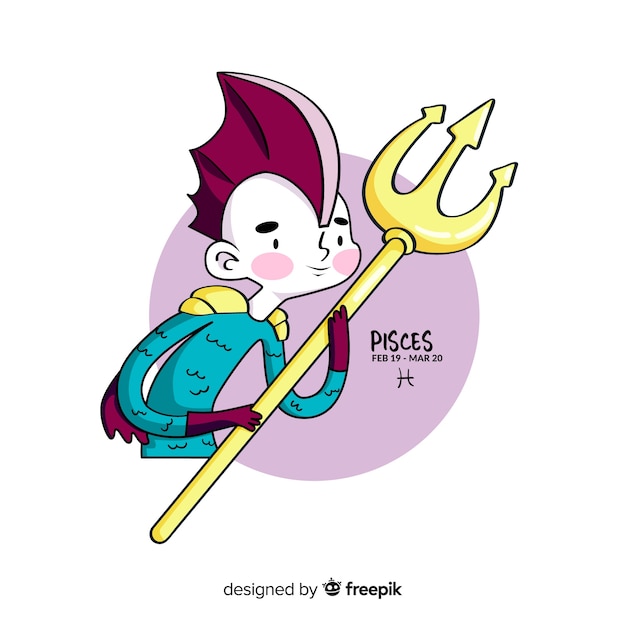 Personnage De Poisson Guerrier Dessiné à La Main