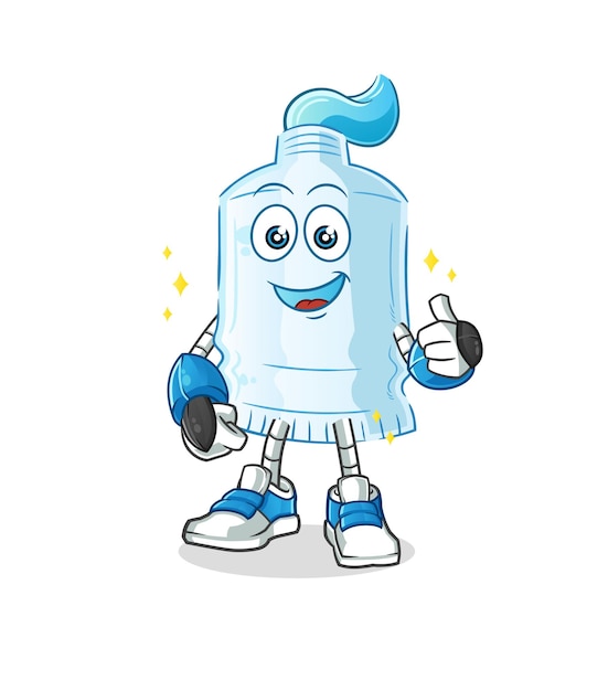 Personnage De Robot De Dentifrice. Vecteur De Mascotte De Dessin Animé