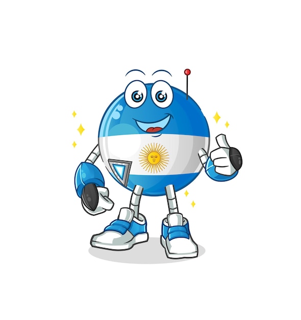 Personnage De Robot Du Drapeau De L'argentine. Vecteur De Mascotte De Dessin Animé
