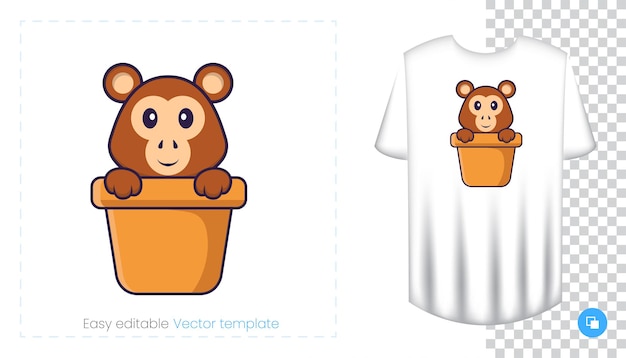 Personnage De Singe Mignon. Impressions Sur T-shirts, Sweat-shirts, étuis Pour Téléphones Portables, Souvenirs.