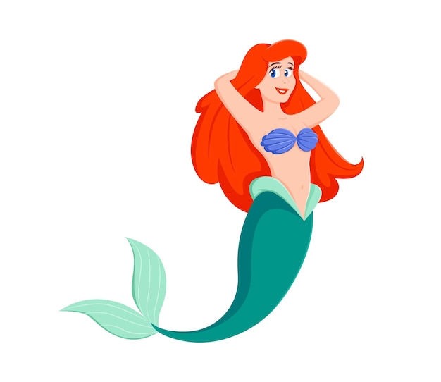 Vecteur personnage de sirène de dessin animé princesse sous-marine