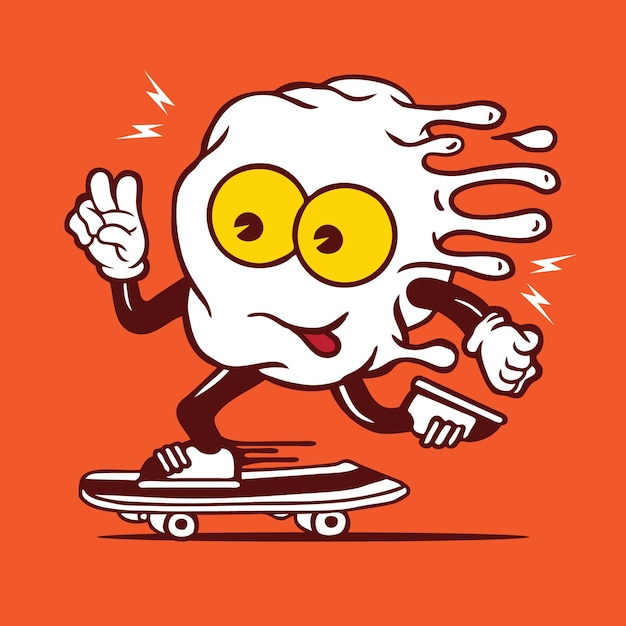 Personnage De Skateboard Aux œufs Au Plat
