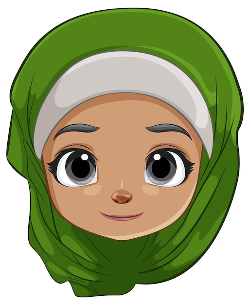 Vecteur un personnage souriant en hijab vert