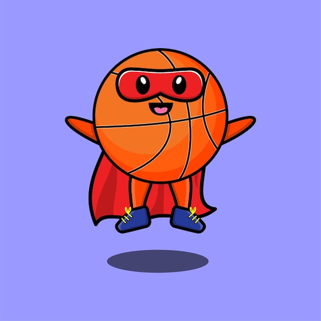 Personnage De Super-héros De Basket-ball Mignon écorchant Le Vecteur De Dessin Animé Illustration