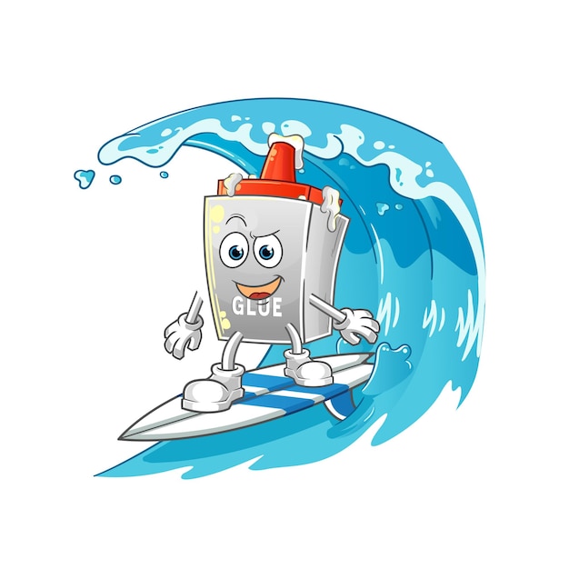 Le Personnage De Surf Glu. Mascotte De Dessin Animé