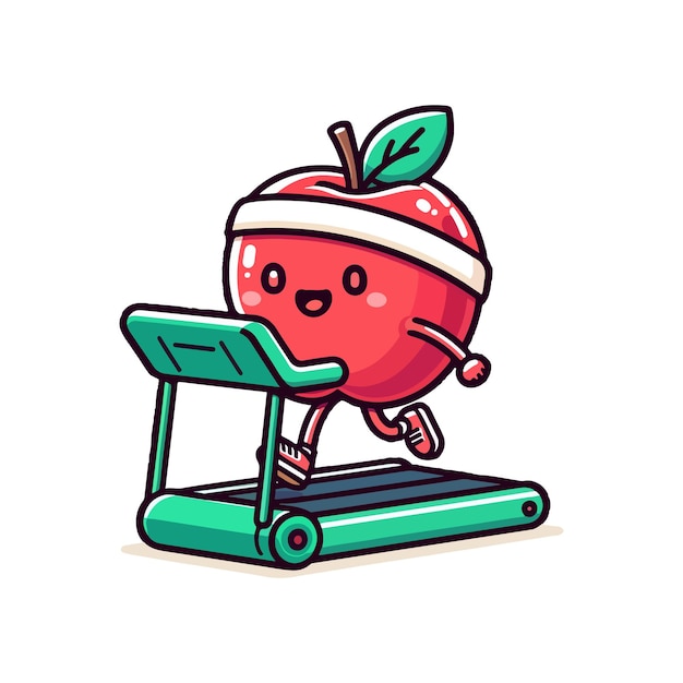 personnage sympa tapis de course à la pomme