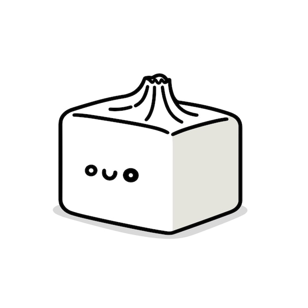 personnage de tofu souriant dans un art de ligne simple