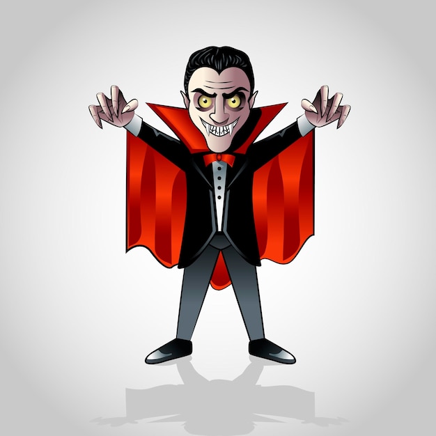 Personnage De Vecteur De Dessin Animé Dracula, Vampire Halloween.