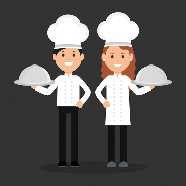 Personnages D'avatars Couple Jeune Chef