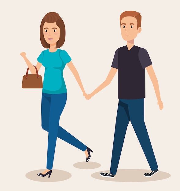 Personnages D'avatars De Jeune Couple Vector Illustration Design