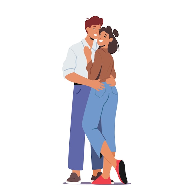 Vecteur les personnages de couple s'embrassent signifient leur amour et leur affection l'un pour l'autre c'est un geste de proximité confort relation amoureuse et connexion émotionnelle dessin animé personnes illustration vectorielle