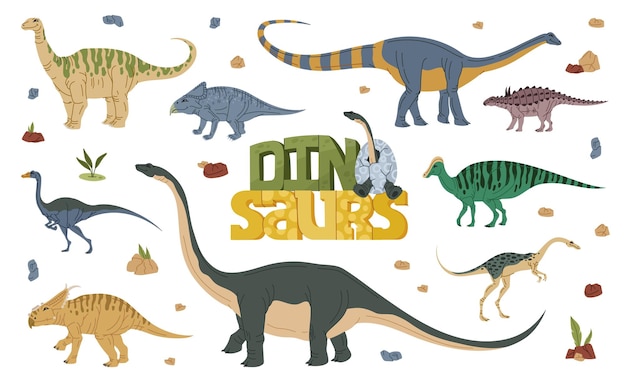 Des Personnages De Dessins Animés De Dinosaures, De Lézards De Paléontologie