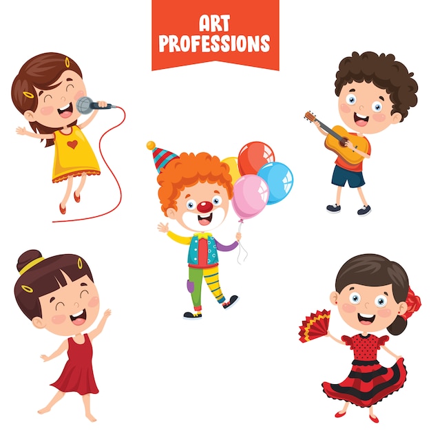 Personnages de dessins animés de professions artistiques