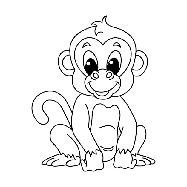 Personnages de dessins animés de singe mignon vector illustration Pour livre de coloriage pour enfants