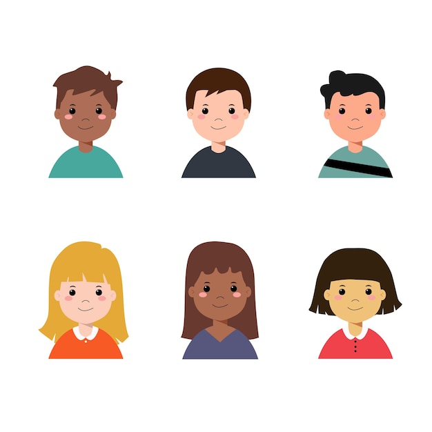 Personnages d'enfants sertis de vêtements