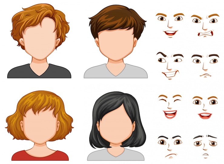 Vecteur personnages humains aux visages différents