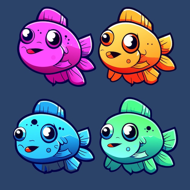 Vecteur personnages de jeu de poisson vectoriel aventure sous-marine