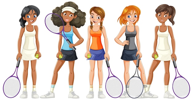 Vecteur personnages de joueuses de tennis