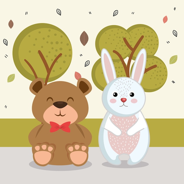 Personnages De Lapin Et D'ours Mignon