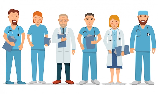 Personnages De Médecins.femme Médecin, Infirmière.personnel De L'hôpital Médical.chirurgien Homme Et Femme.