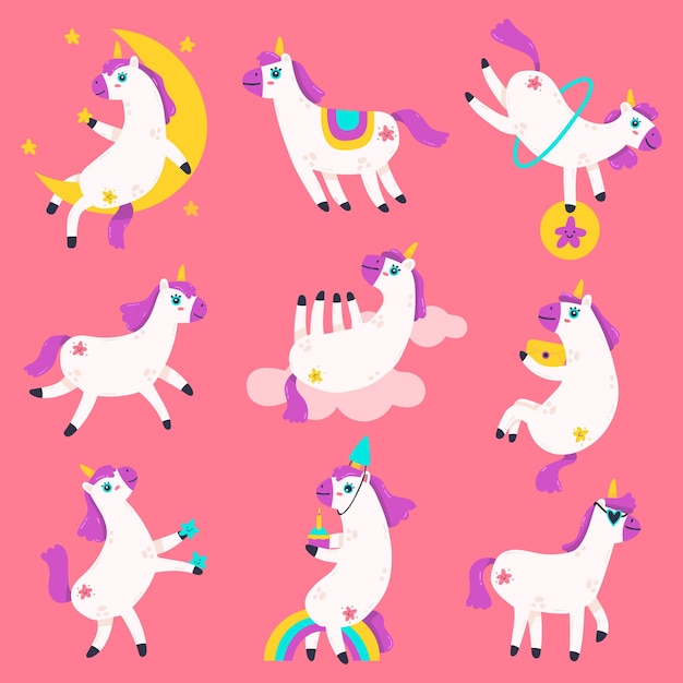 Personnages Mignons De Licorne