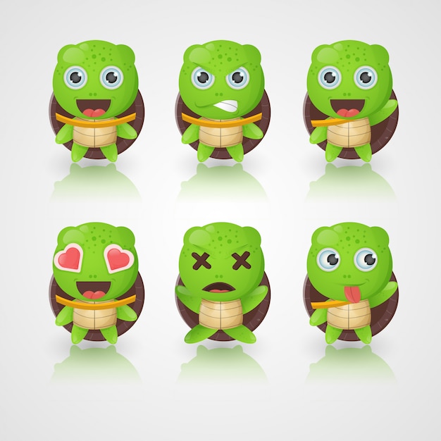 Personnages Mignons De Tortue Dans Diverses Expressions