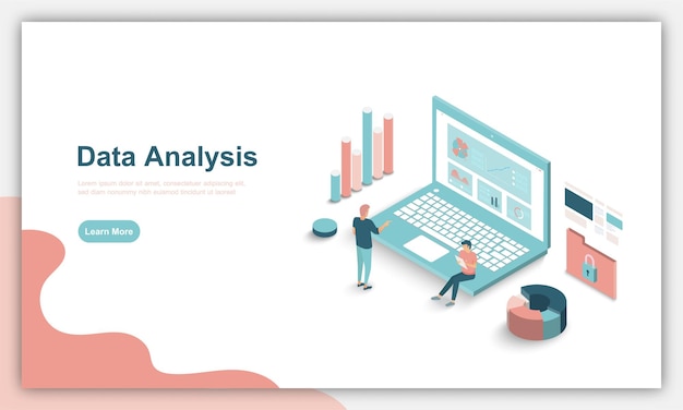 Personnages de personnes travaillant avec la visualisation de données Équipe d'analyse de données d'entreprise prévisions financières étude de marché statistique Illustration vectorielle isométrique moderne pour bannière de site Web