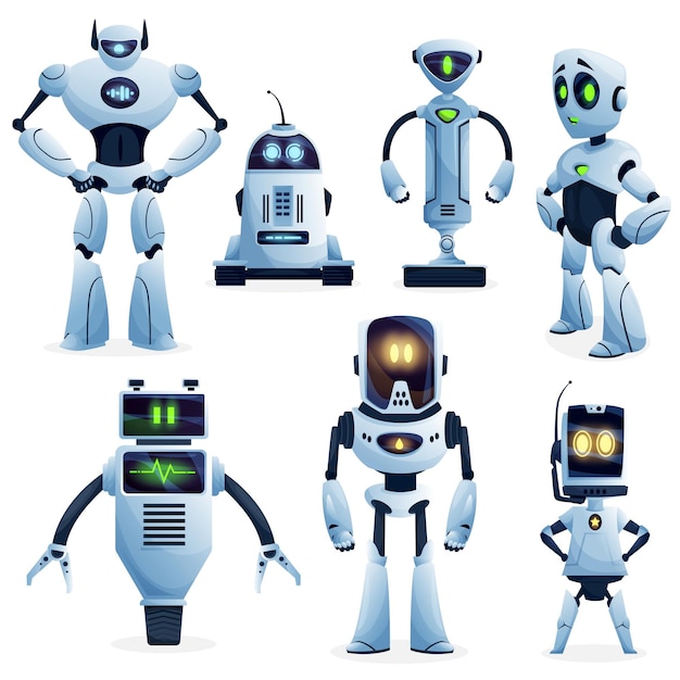 Vecteur personnages de robots et de robots d'intelligence artificielle