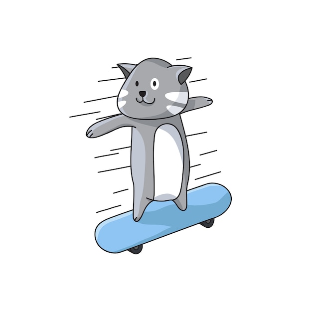 Personnages De Skateboarding Cat