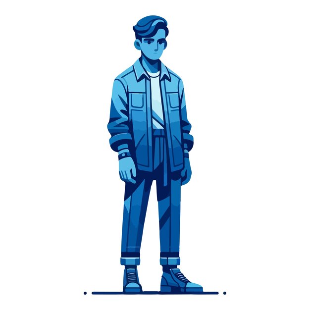 Vecteur des personnages stylés en bleu, des vecteurs de mode urbains à la mode.