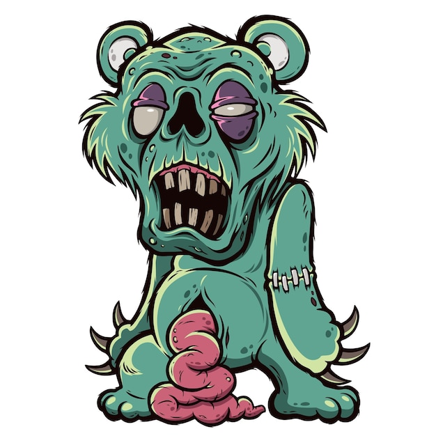 Vecteur personnages teddy zombie ours zombie ours maléfique