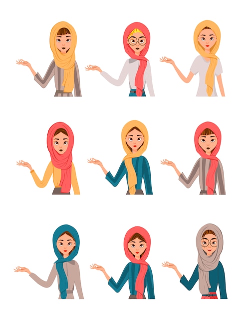 Vecteur personnages de visage de femme avec burka