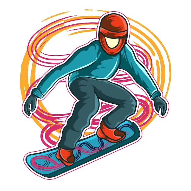 Personne Colorée D'illustration Vectorielle De Snowboard