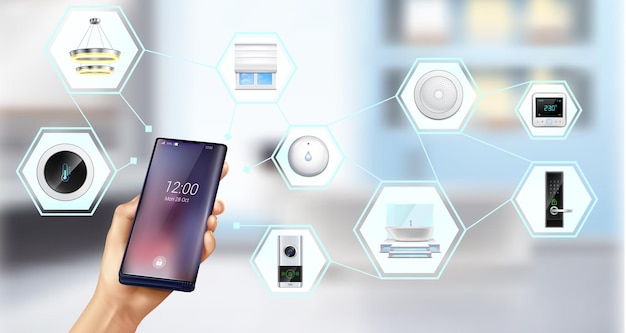 Personne contrôlant la maison intelligente avec smartphone