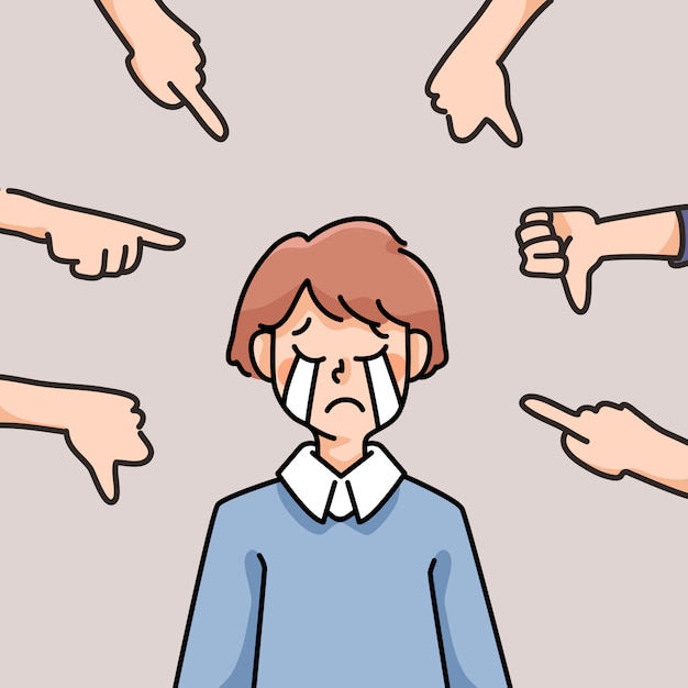 personne déprimée triste échec pas d'inspiration illustration de dessin animé mignon déçu