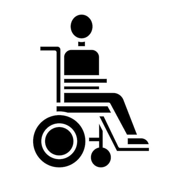 Vecteur personne handicapée glyphe illustration noire solide