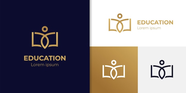 Personne humaine simple lisant la conception d'icône de logo de livre ouvert pour l'étudiant lisant le logo simple de livre