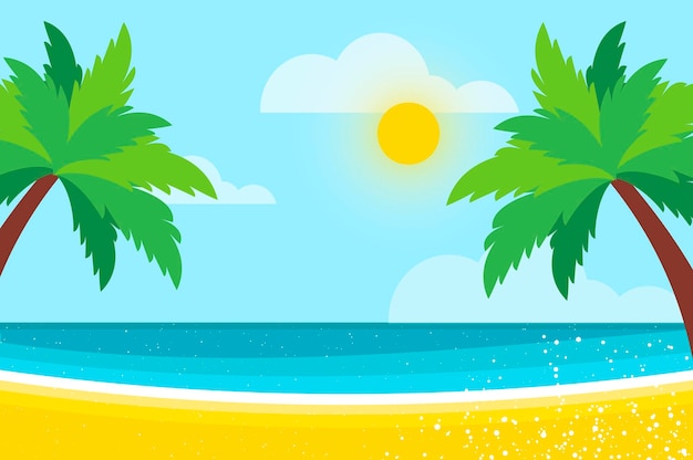 Personne sous le palmier au bord de la mer Temps de voyage Vacances d'été tropicales Paysage de bord de mer Vecteur plat