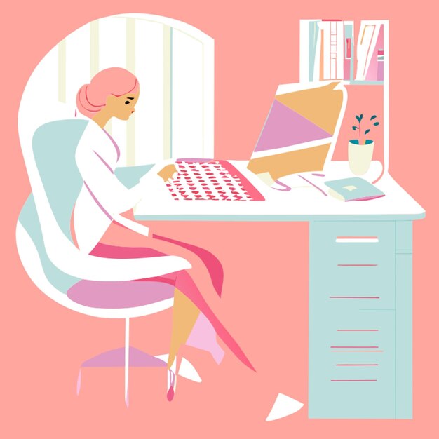 une personne tapant sur un ordinateur illustration vectorielle plat 2