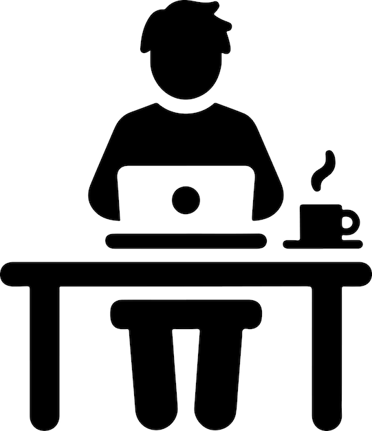 Vecteur une personne travaillant sur une illustration d'art vectoriel par ordinateur silhouette de couleur noire 12