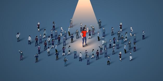 Personne unique dans une foule concept de HR et de recrutement